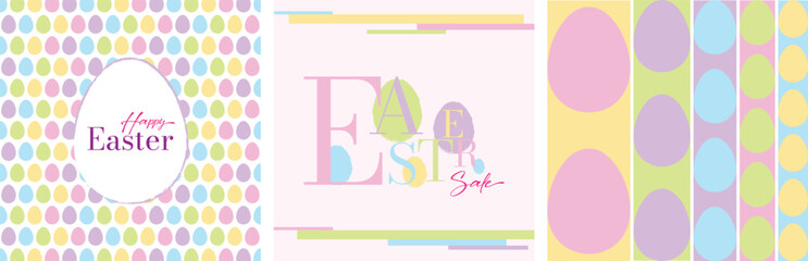 Happy Easter Day Concept. Colourful eggs with text wishes landscape