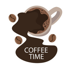 spilled coffee time logo and background