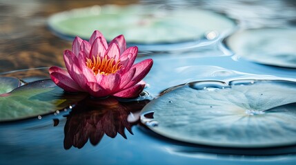 Zen flower loto in water, generative ai