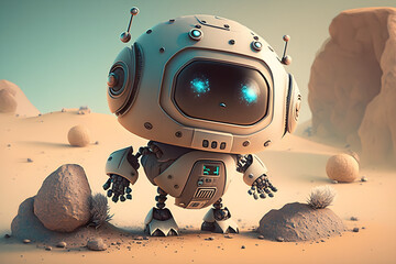 Cute robot on an unknown planet