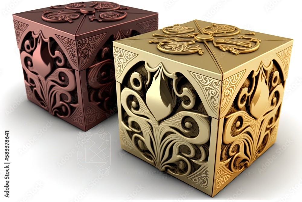 Poster White background with decorative boxes Generative AI
