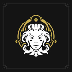 Virgo zodiac symbol astrology mythic female fortune horoscope vintage black card design vector