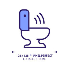 Automatic flush pixel perfect RGB color icon. Technology for toilet room improvement. innovative restroom equipment. Isolated vector illustration. Simple filled line drawing. Editable stroke
