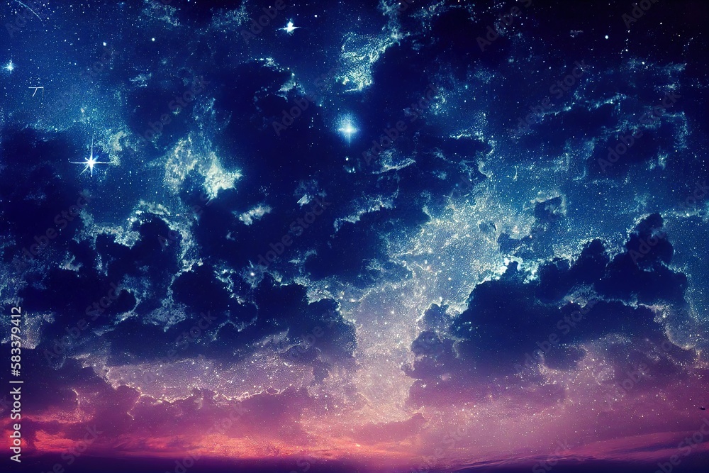Poster bright constellation in violet-blue sky., created with generative ai