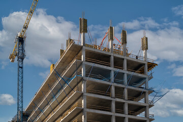 Fototapeta na wymiar Construction of a new modern residential complex.