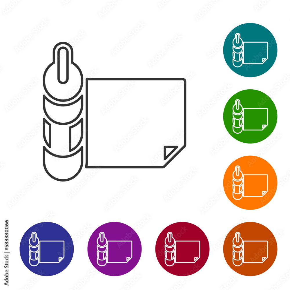 Poster black line roll of paper icon isolated on white background. set icons in color circle buttons. vecto
