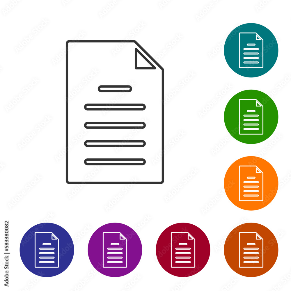 Poster black line file document icon isolated on white background. checklist icon. business concept. set ic