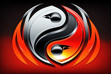 ying yang symbol logo - obrazy, fototapety, plakaty