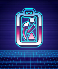 Retro style Planning strategy concept icon isolated futuristic landscape background. Baseball cup formation and tactic. 80s fashion party. Vector