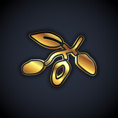Gold Date fruit icon isolated on black background. Vector