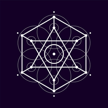 Bohemian esoteric symmetrical sign, mystical sacred geometric shape. Vector mystical tribal alchemy sacred sign, boho tattoo design element