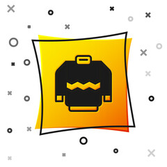 Black Sweater icon isolated on white background. Pullover icon. Sweatshirt sign. Yellow square button. Vector