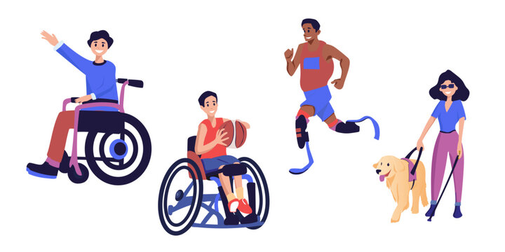 Disabled People Work Together In The Office, World Disability Day, Handicapped Persons. Vector Illustration For Web Banner, Infographics, Mobile