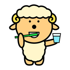 ひつじ　歯磨き　虫歯予防　イラスト	