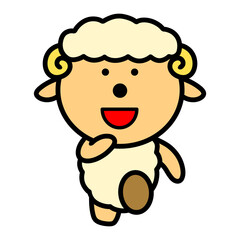 走る　歩く　ひつじ　イラスト	