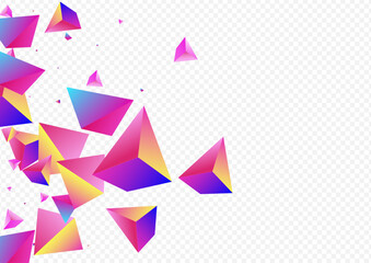 Magical Triangle Vector Panoramic Transparent Background. Holographic Graphic Geometric Catalog. Digital Technology Pyramid Pattern. Unicorn Polyhedron Business Layout.