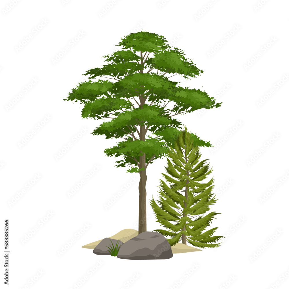 Sticker realistic pine forest