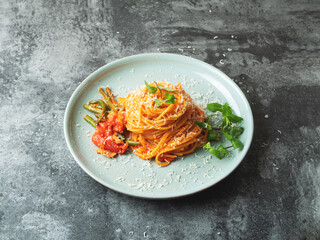 Tomota Sauce Pasta with Herbs and Cheese