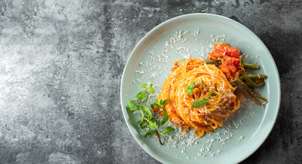 Tomota Sauce Pasta with Herbs and Cheese