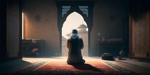 Image of praying people background, islamic background can be used for posters, greeting cards, banners and more.
