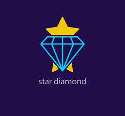 Obraz premium Unique star diamond logo. Modern design color. Starry gemstone logo template. vector.