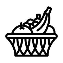 Fototapeta na wymiar fruit basket home interior line icon vector illustration