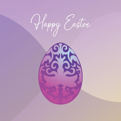 Happy Easter Day Wishes Creative. Text of Happy Easter and easter egg on violet background