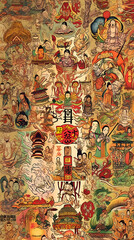 Generated AI, Asian Wallpaper about belief, astrology, strengthening luck and destiny, which is a fusion of the beliefs of Buddhism until it becomes a belief that helps hold people's hearts.