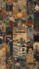 Generated AI, Asian Wallpaper about belief, astrology, strengthening luck and destiny, which is a fusion of the beliefs of Buddhism until it becomes a belief that helps hold people's hearts.