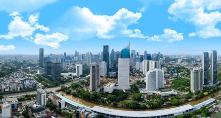 Fototapeta na wymiar Skyline of jakarta. Jakarta is the capital city of indonesia and one of the most busy city in the world. 