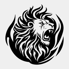 Lion Flame Fire Logo Sport Esport Mascot Design Vector
