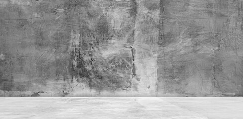 Concrete Studio Room Background,Loft Texture Wall Floor Plaster Construction Mockup,Surface Marble Display Grey Cement Shelf Kitchen Counter Bar Desk Workplace,Gray Workshop Template Interior Wall.