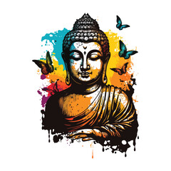 buddha in colorful vintage style  illustration