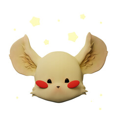 yellow toy plush mouse head on transparent background - 3d render illustration