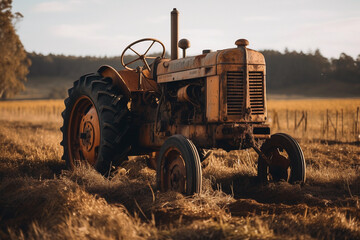 A rusty old tractor. generative AI.