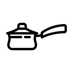 ceramic saucepan kitchen cookware line icon vector illustration