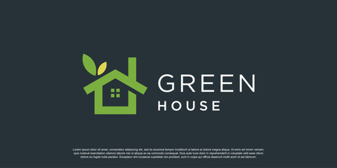 Green house logo design template with modern style idea