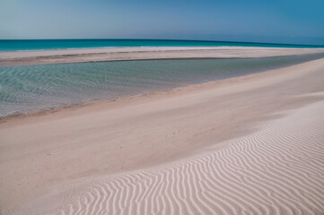 View of a paradise deserted beach on the Indian Ocean. Socotra Island. Yemen.