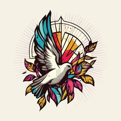 pentecost in colorful vintage style  illustration