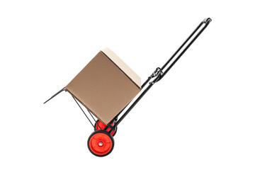 Hand Truck with Box Isolated