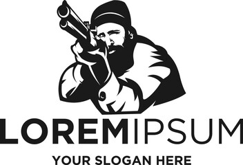 Naklejka premium a hunter silhouette with a gun