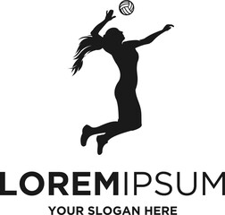 woman volleyball player silhouette logo