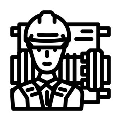 millwright repair worker line icon vector illustration