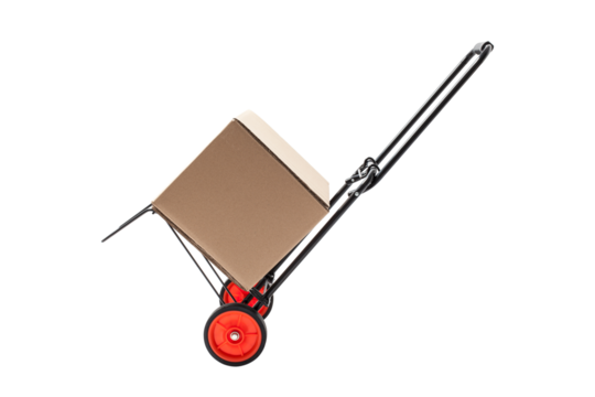 Hand Truck with Box Isolated