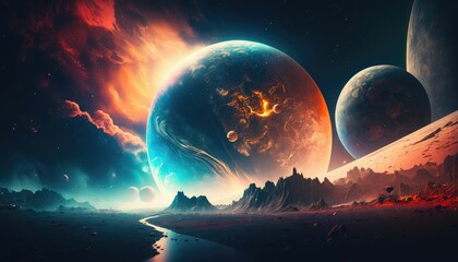 abstract planet in space, generative AI