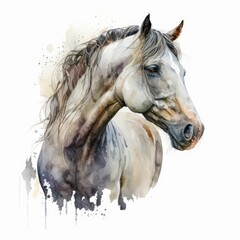 watercolor horse on white background, generative AI