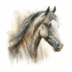 Obraz na płótnie Canvas watercolor horse on white background, generative AI