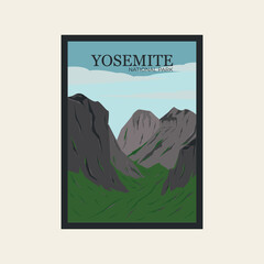 Naklejka na ściany i meble yosemite national park poster background art vector design illustration