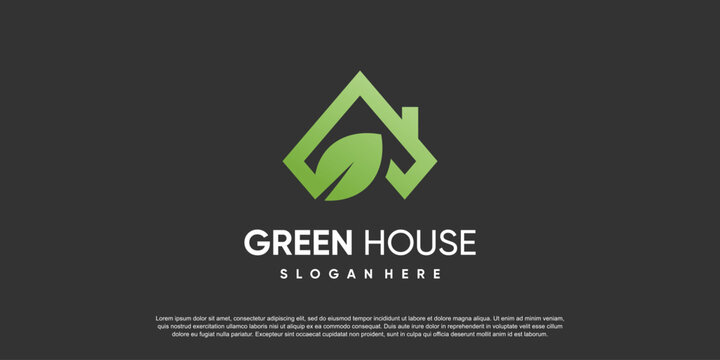 Green house logo design template with modern style idea