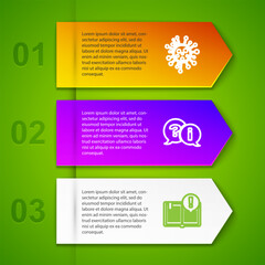 Set line Bacteria, Question and Exclamation, Interesting facts and Stop virus, bacteria. Business infographic template. Vector